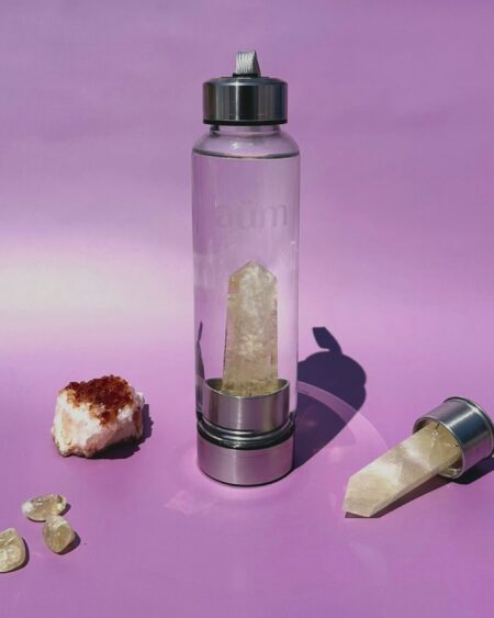 ABHOME Botella de agua de cristal – Botellas de agua con infusión de  cristal de cuarzo rosa, botella…Ver más ABHOME Botella de agua de cristal –